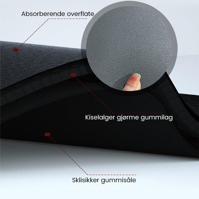 Absorberende pute for kiselalgerslamkran