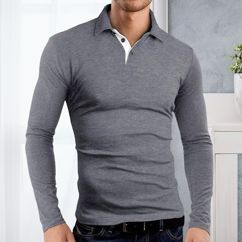 Langermet Lapel Polo T-skjorte