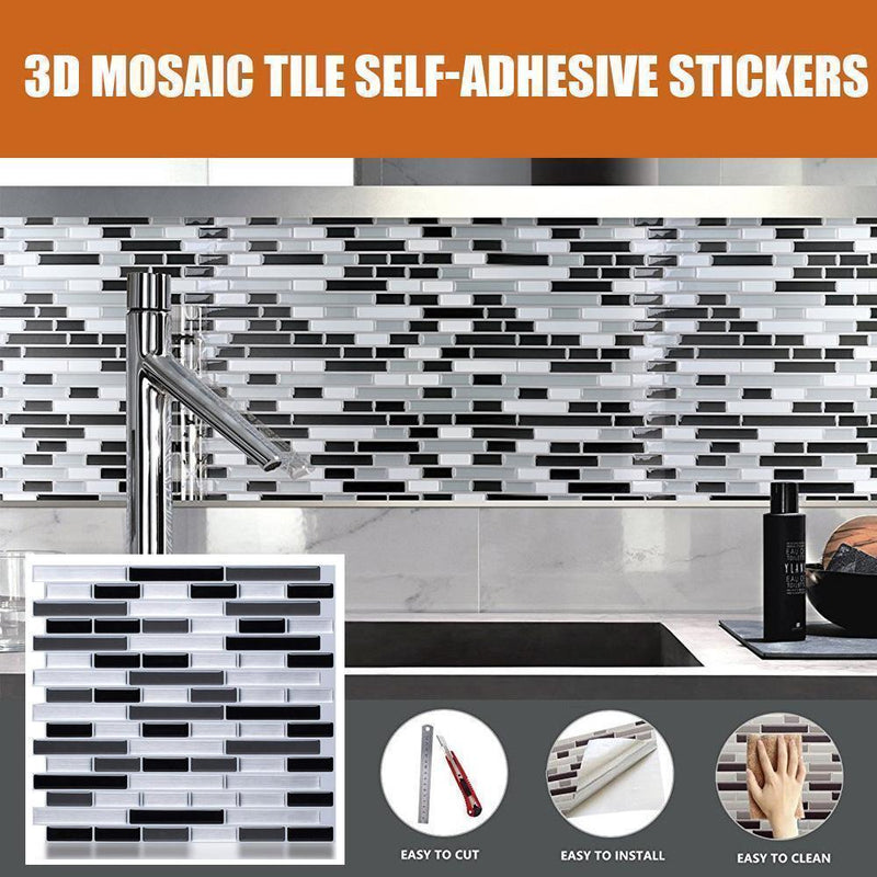 3D Mosaic Tile Self-adhesive Stickers, 4pcs