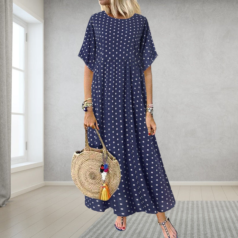 1/2sleeve polka dot dress