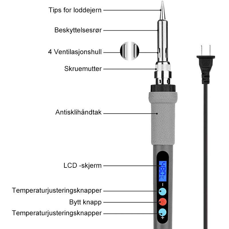 60W Elektrisk Loddejern Begynnersett