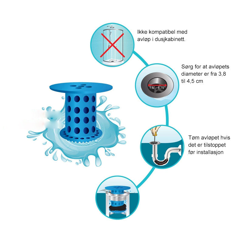Anti-tilstopping Avløpsfilter, 3 stk