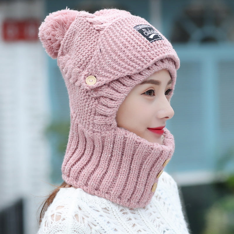 Windproof warm hat with scarf