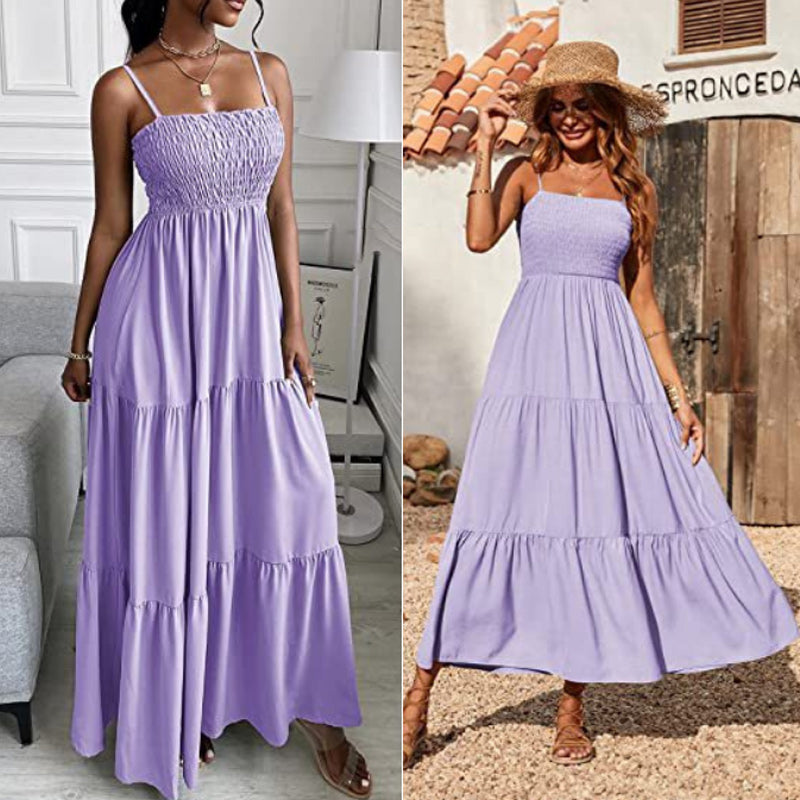 Sleeveless Strap Tube Top Swing Dress