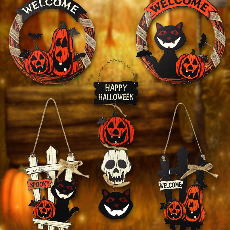 Halloween Wooden Welcome Hanging Sign