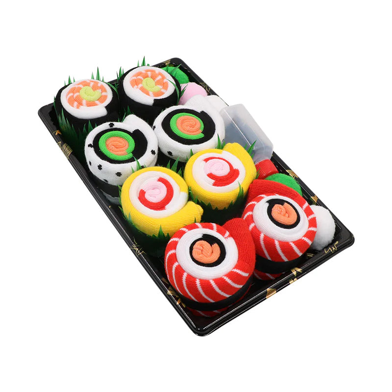 Sokker sett med sushi design i gaveeske