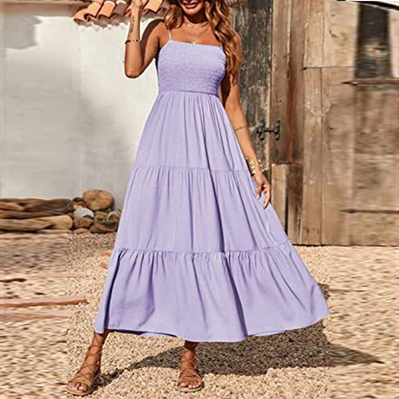 Sleeveless Strap Tube Top Swing Dress