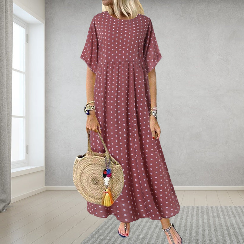 1/2sleeve polka dot dress