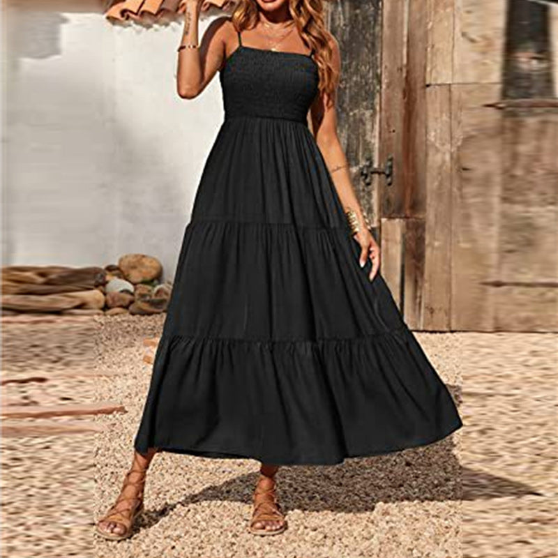 Sleeveless Strap Tube Top Swing Dress