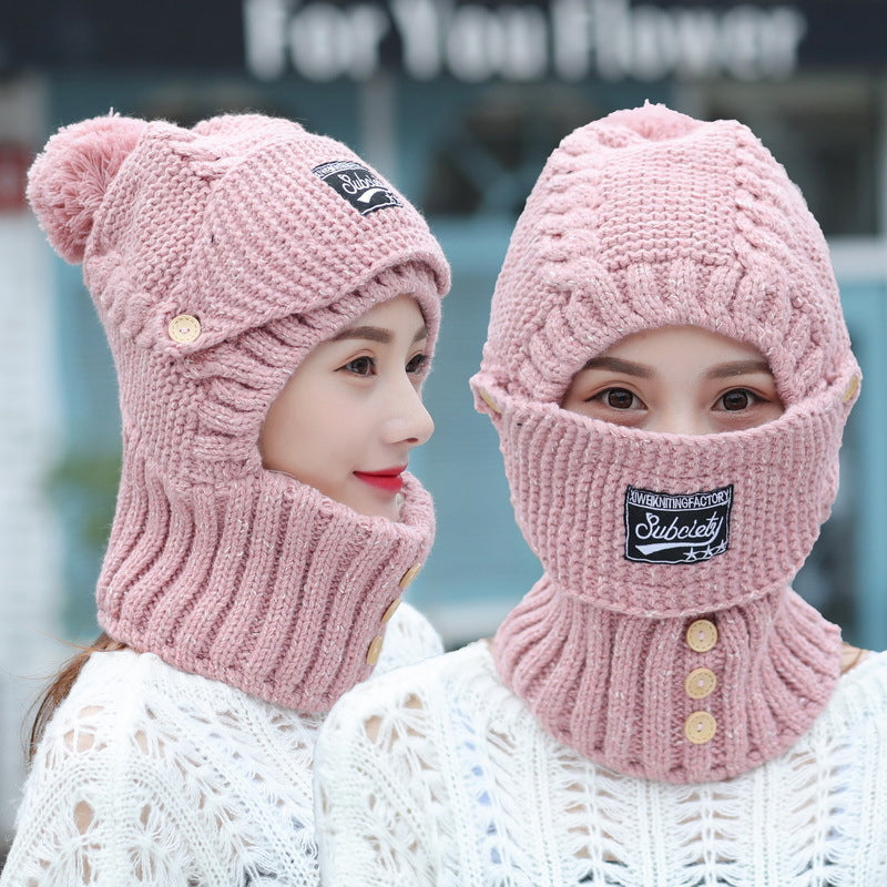 Windproof warm hat with scarf