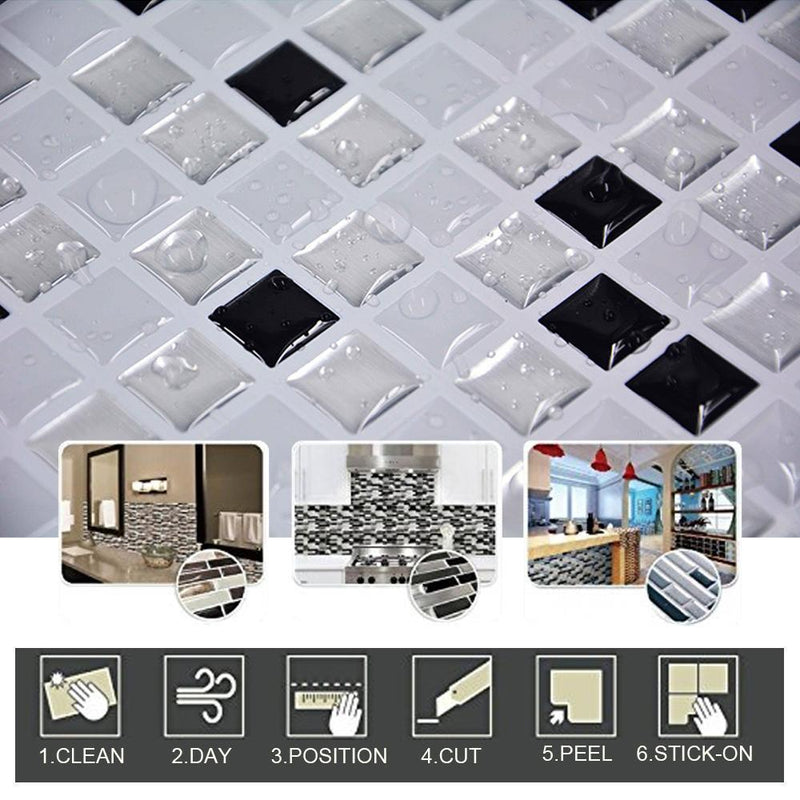 3D Mosaic Tile Self-adhesive Stickers, 4pcs