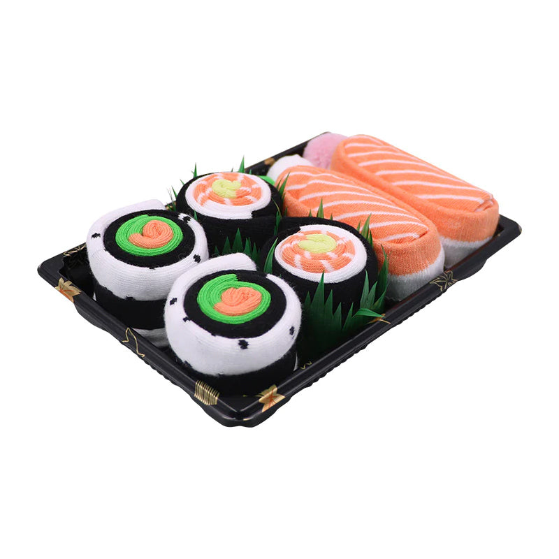 Sokker sett med sushi design i gaveeske