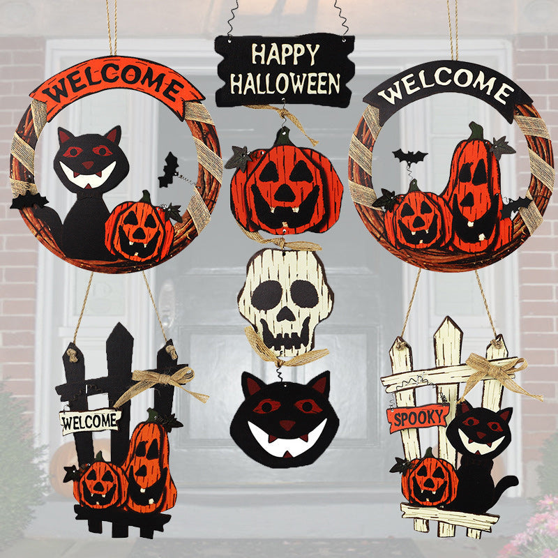 Halloween Wooden Welcome Hanging Sign