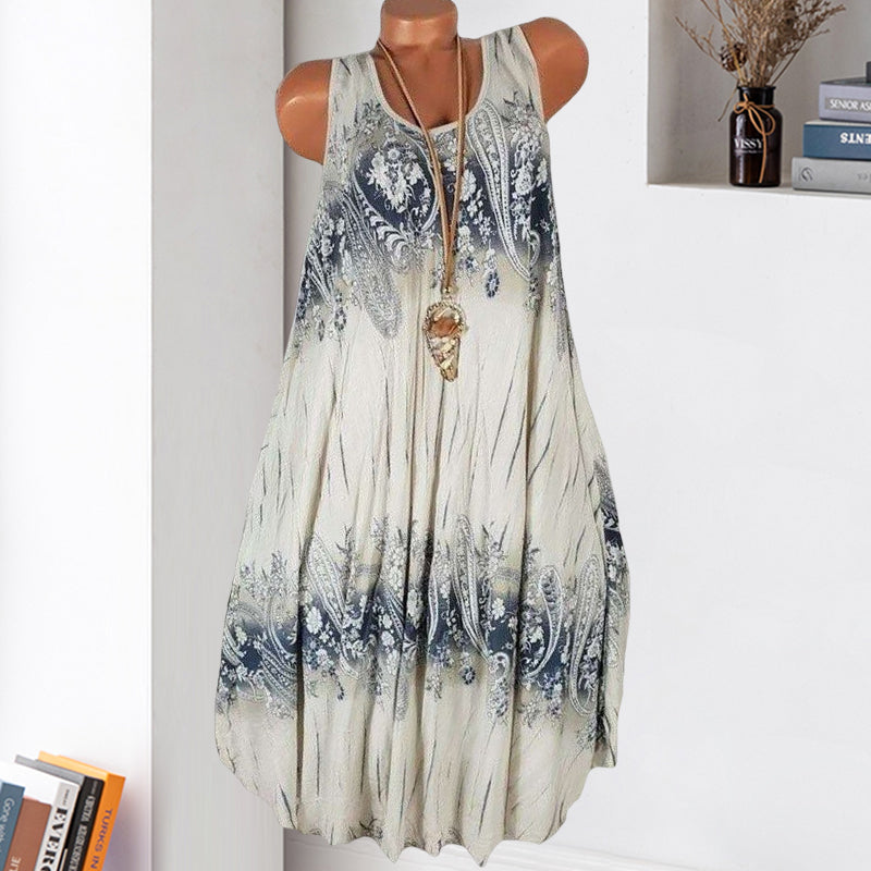 Summer Beach Bohemia Print Sleeveless Dress