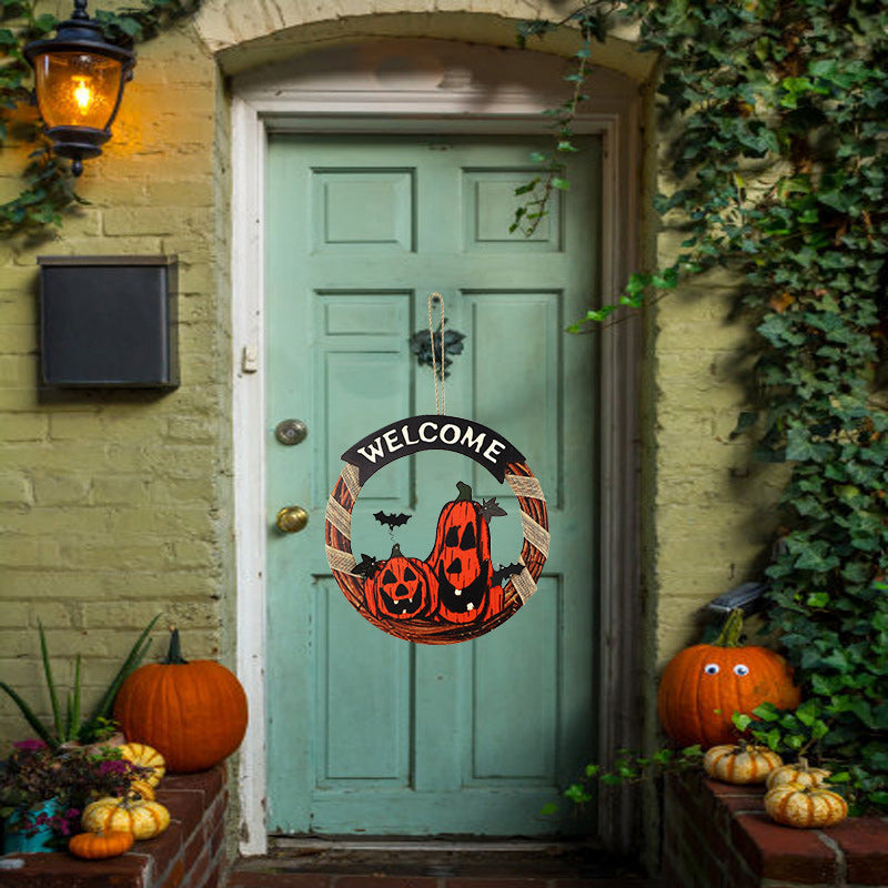 Halloween Wooden Welcome Hanging Sign