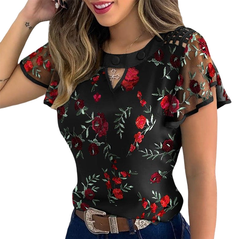 Floral Mesh Top