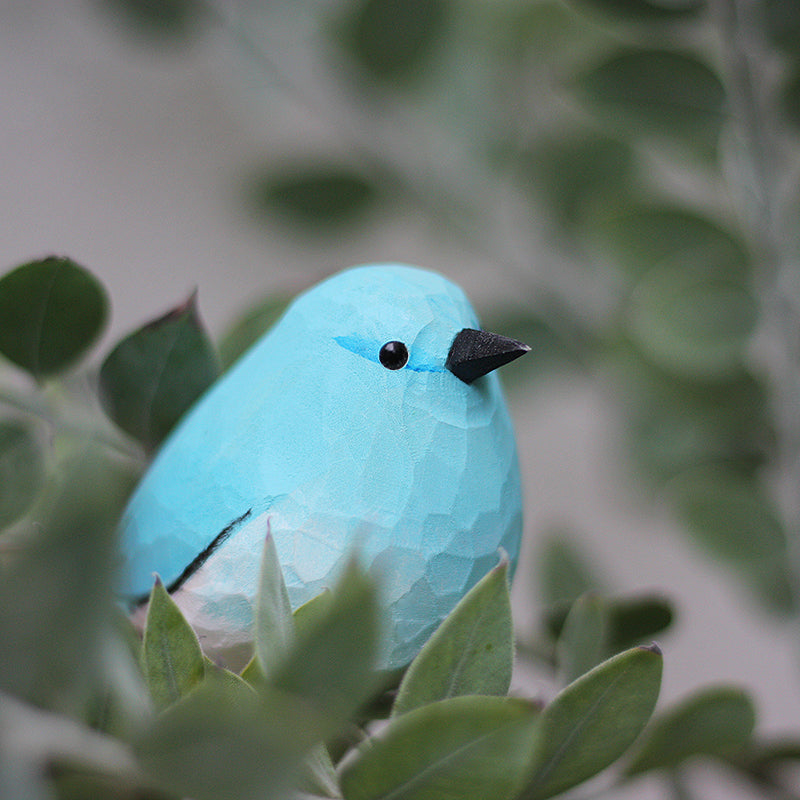 Fat Chirp Bird Wood Carving Ornament