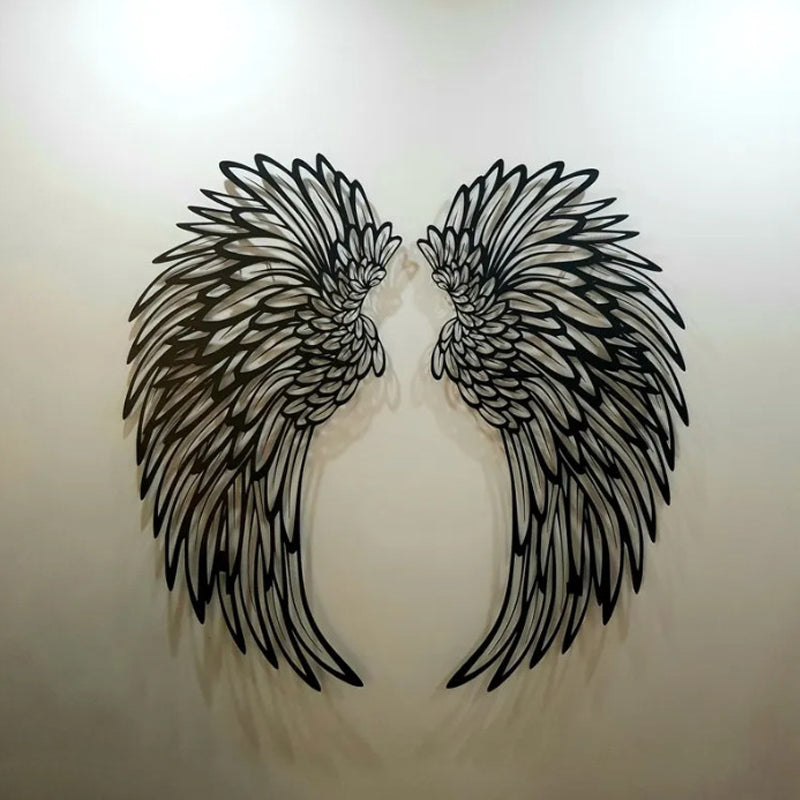 Black Angel Wings Metal Wings Veggkunst med LED-lys