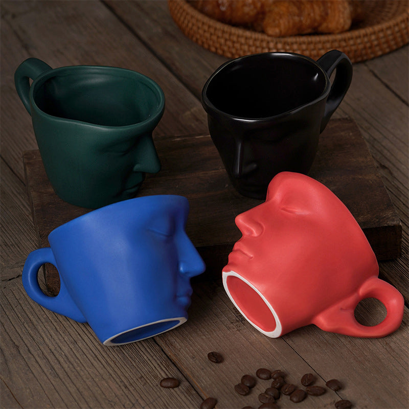 Metal Touching Face Creative Ceramic Kiss Coffee Mug