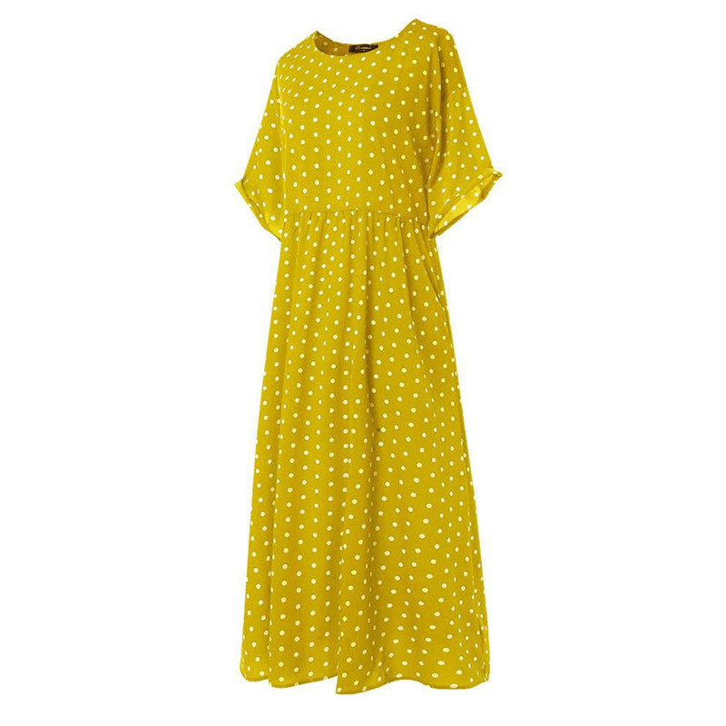 1/2sleeve polka dot dress