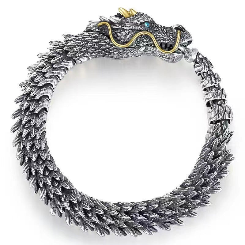 Sølv håndlaget Dragon Chain Armbånd